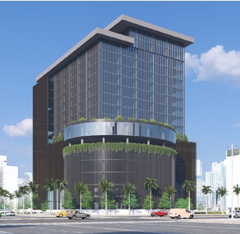 The Water Park Hotel presents a contemporary multi-storey structure with a clear hierarchical massing that reflects thoughtful structural planning.